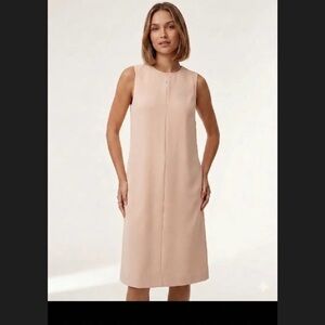 Babaton Sleeveless Midi Shift Dress in Soft Beige